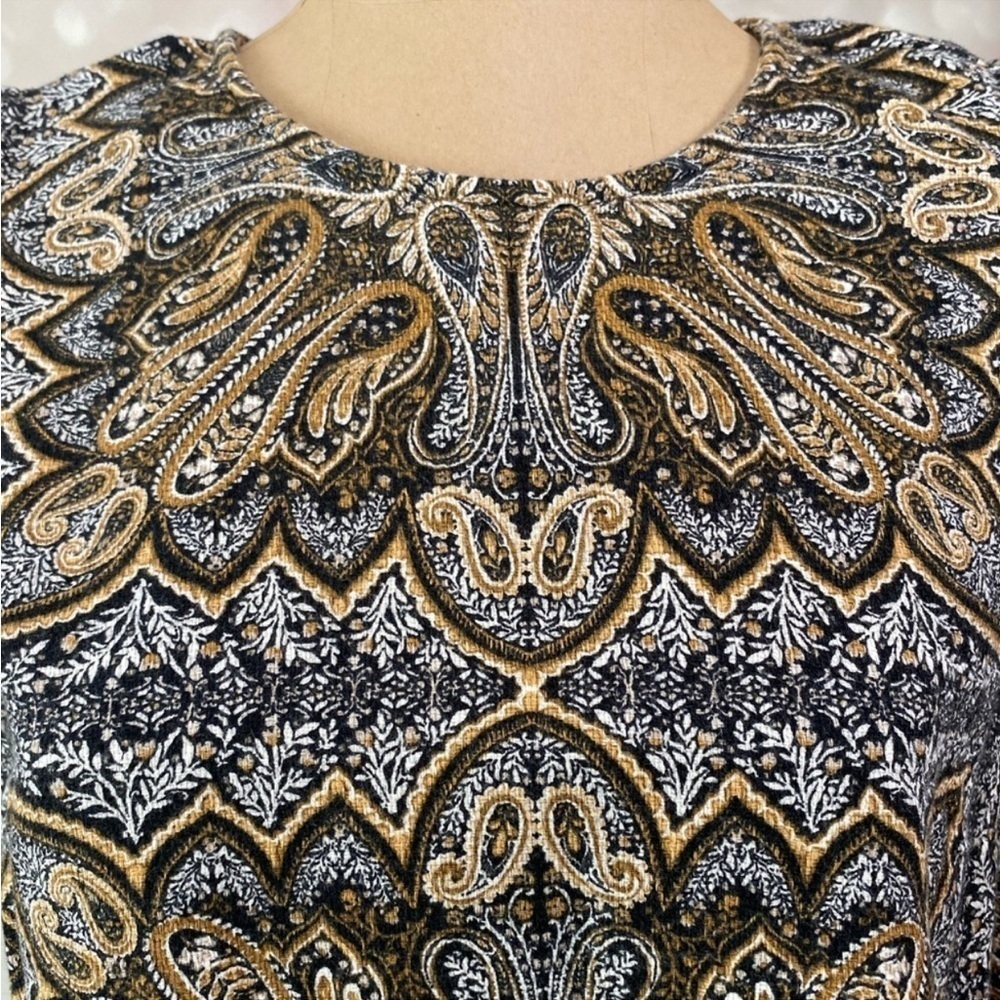 J.Jill Women's Sleeveless Black/Tan Paisley Textured Dress Size SP - Picture 4 of 9